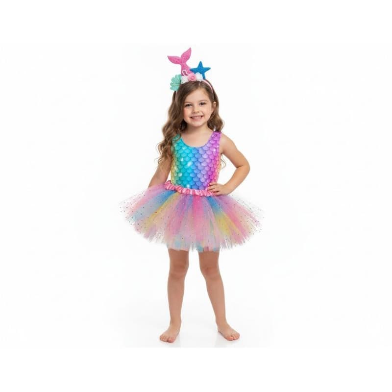 Fantasia infantil adulto sereia kit 3 pçs  saia tule furta cor 3 camadas.