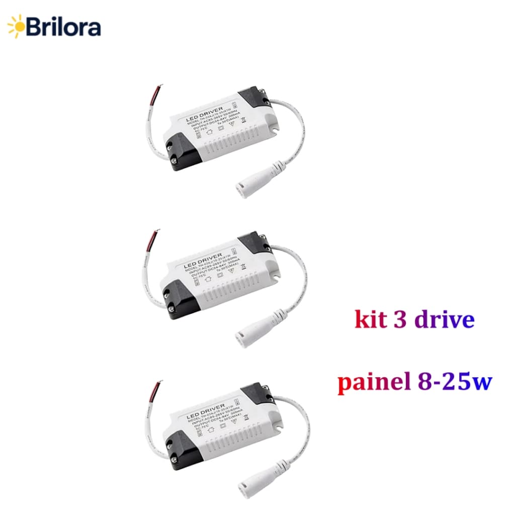 Kit 3/6/9 un Reator Driver 8w Até 25w para Painel Led Embutir Sobrepor bivolt