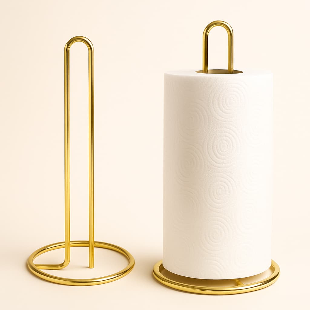 Suporte Inox Porta Papel Toalha De Mesa Guardanapo Cozinha Dourado Prata