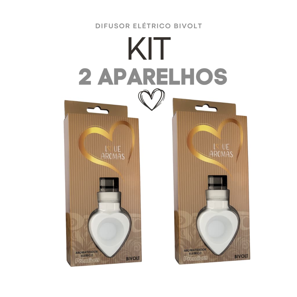 Kit 2 Difusor Elétrico Coração Aromatizador de Ambiente Bivolt - 3 opções de cores