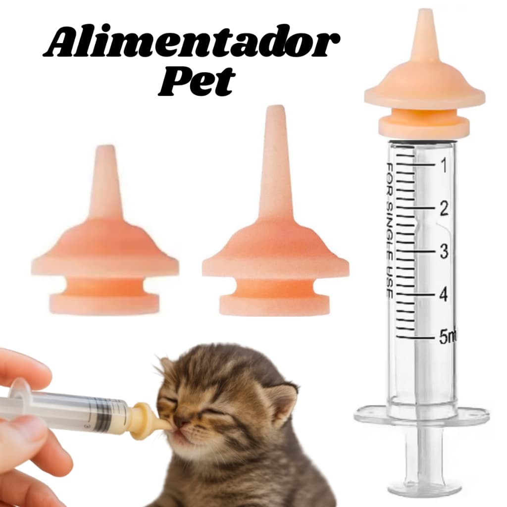 Bico Alimentador Pet com ou sem Seringa Leite Filhotes Cães Gatos mamadeira recém-nascido Escolha
