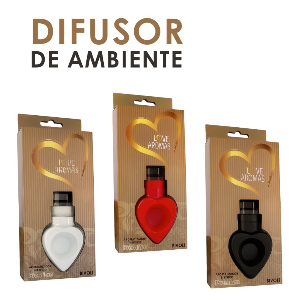 Difusor Elétrico De Ambientes Bivolt 10ml Formato de Coração Maior Poder de Exalação