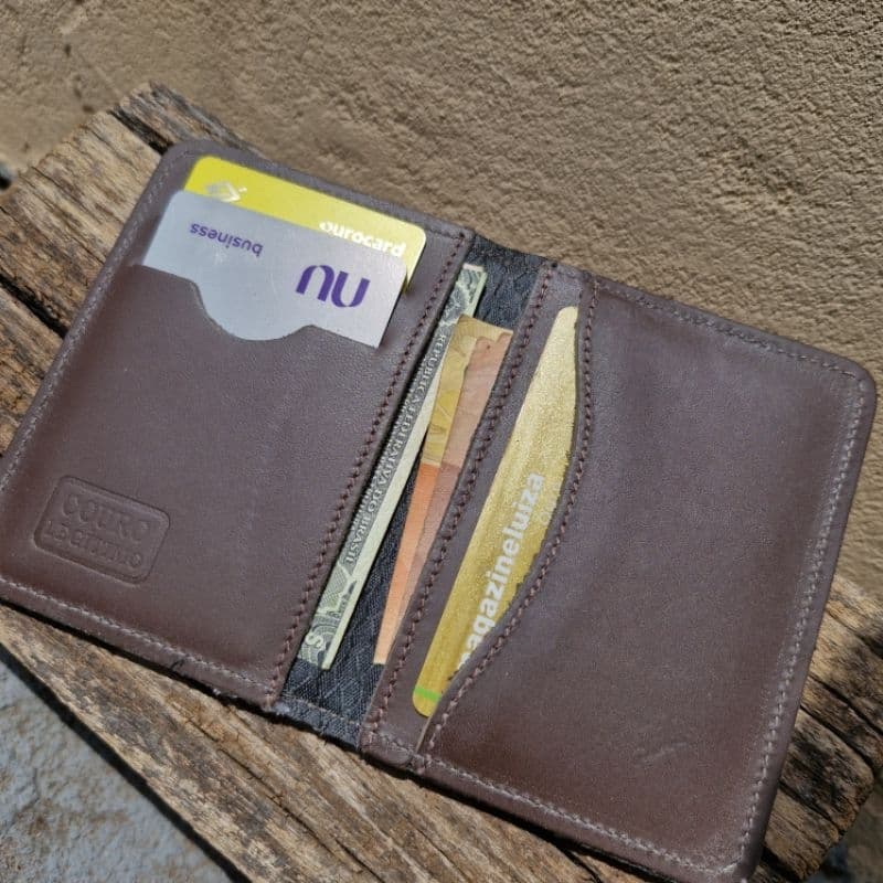 Carteira Porta Cartão Couro Legítimo CNH Documentos e Cédulas