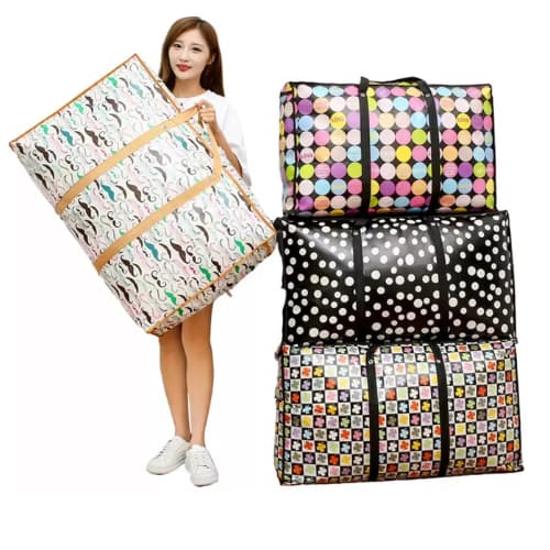 PROMOÇÃO!! Sacolao Bolsa Viagem c/Ziper 80x60 Extra Grande Resistente Impermeável Compras/Mudança/Mercado