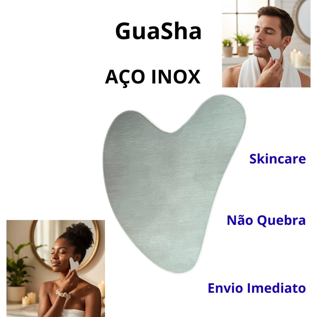 Guasha Sem Estojo Placa Massagem Raspagem Fisioterapia Raspador Gua Sha Drenagem Anti-idade Inox