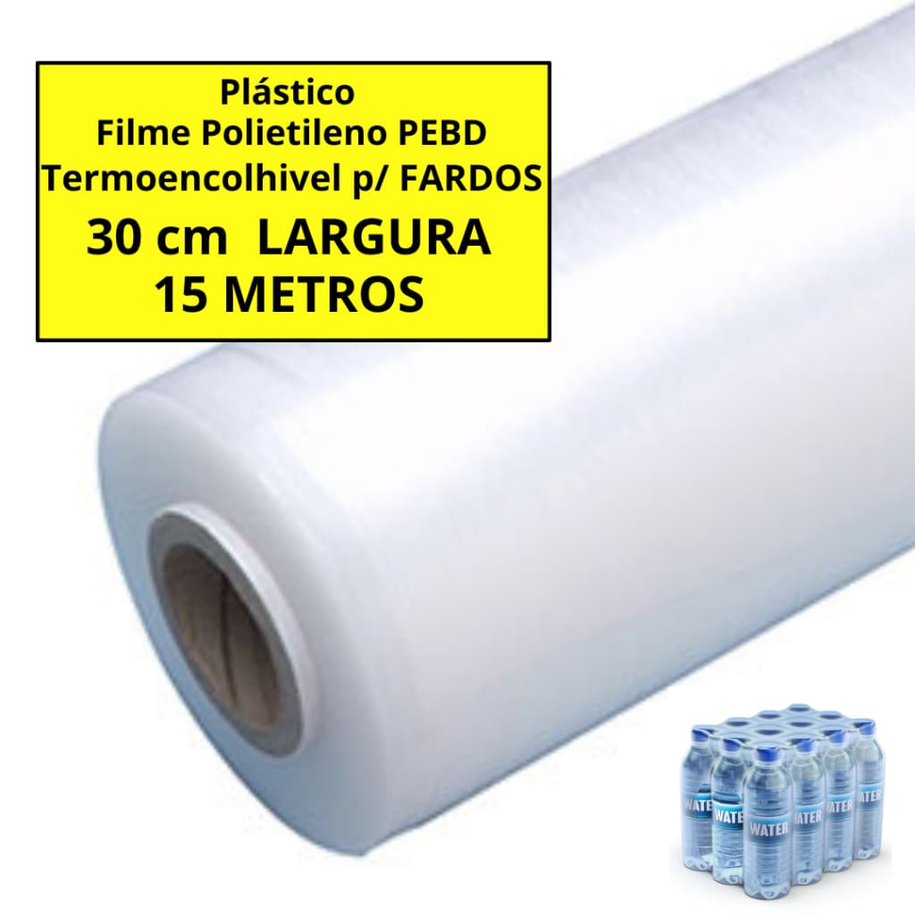 Bobina Filme Polietileno Termoencolhível 30 cm - 15 metros Agrupe seus produtos em fardos com PEBD/PE Contrátil