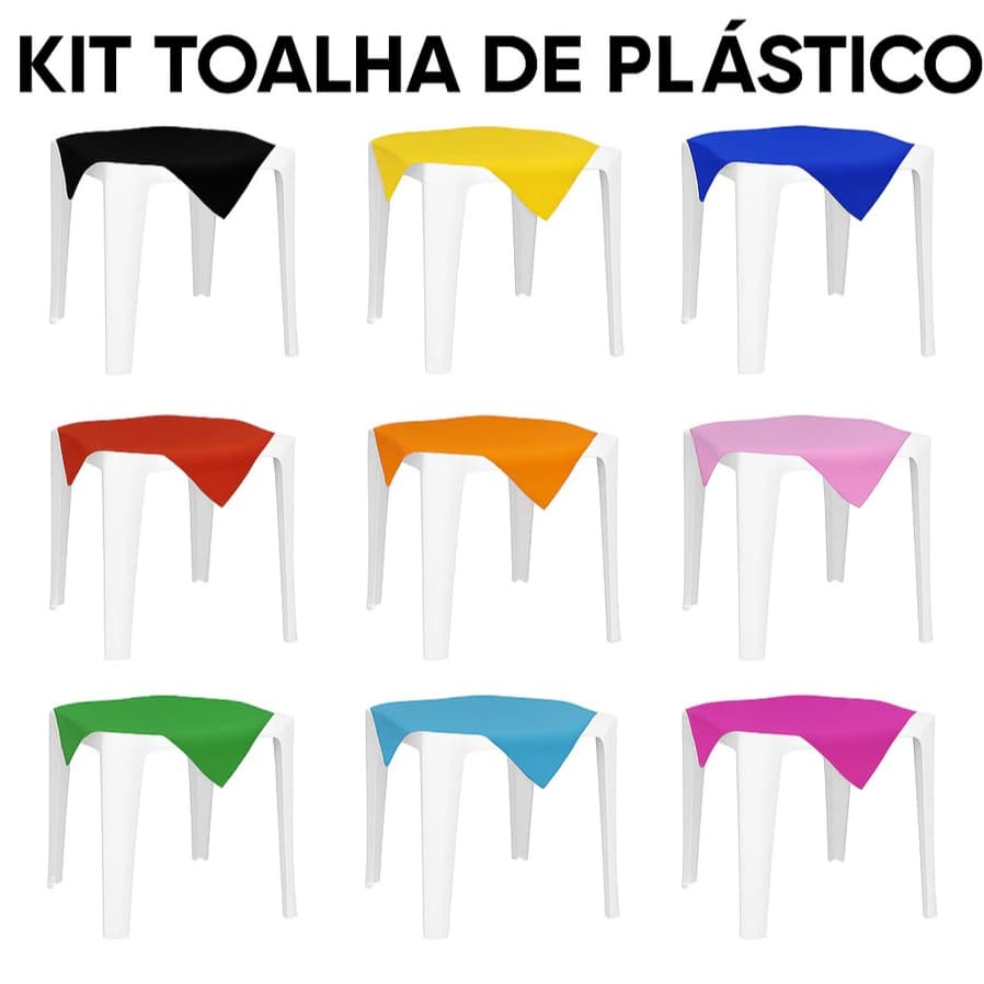 Toalhas de Mesa Plástico 70x70 cm kit com 10,20,30,50, Descartável para Festas, chá  e Eventos