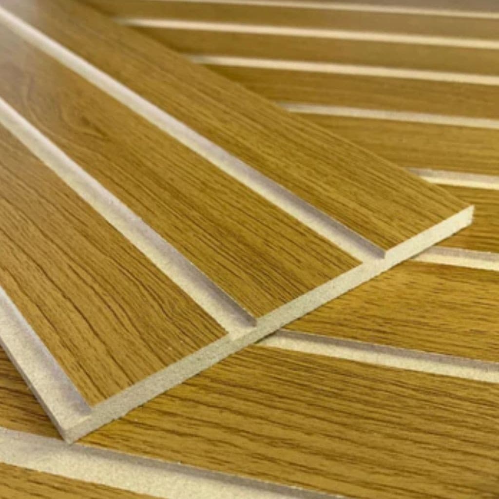 KIT 100 Placas Painel Ripado MDF Autocolante 45x11cm / Parede Decorativa Premium – Envio FULL