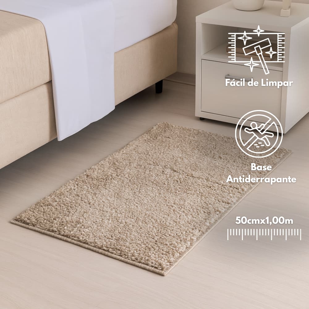 Tapete Passadeira Sala Quarto Cozinha Corredor 50cmx1,00m Antiderrapante Várias Cores Felpuda Oasis