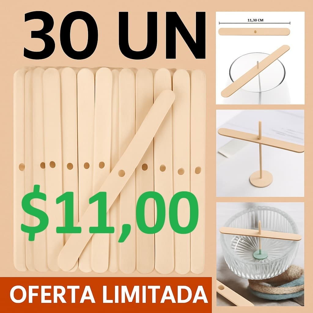 Centralizador Suporte Pavio para Vela Artesanal – 30 unidades