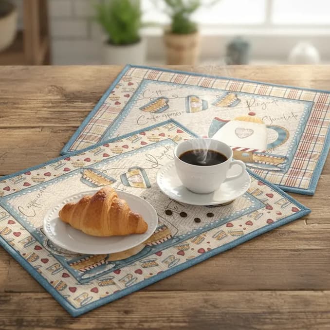 COLEÇÃO AMOR E CAFÉ (Painel  Jogo Americo e Composês) - 100% Algodão  - MEDIDAS : a partir de 0,50 x 1,50m