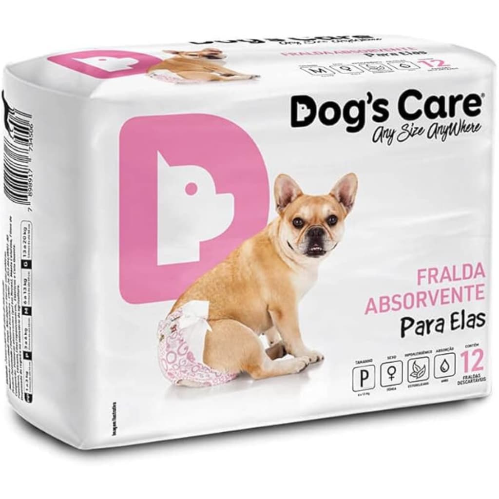 Kit Fralda Higiênica Descartável Para Cachorro Fêmea P Kit 12 unidades