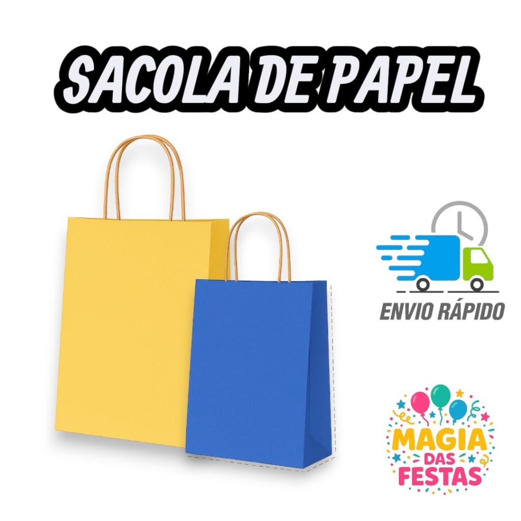 Sacola de papel colorida M (15X08X23) ALÇA KRAFT