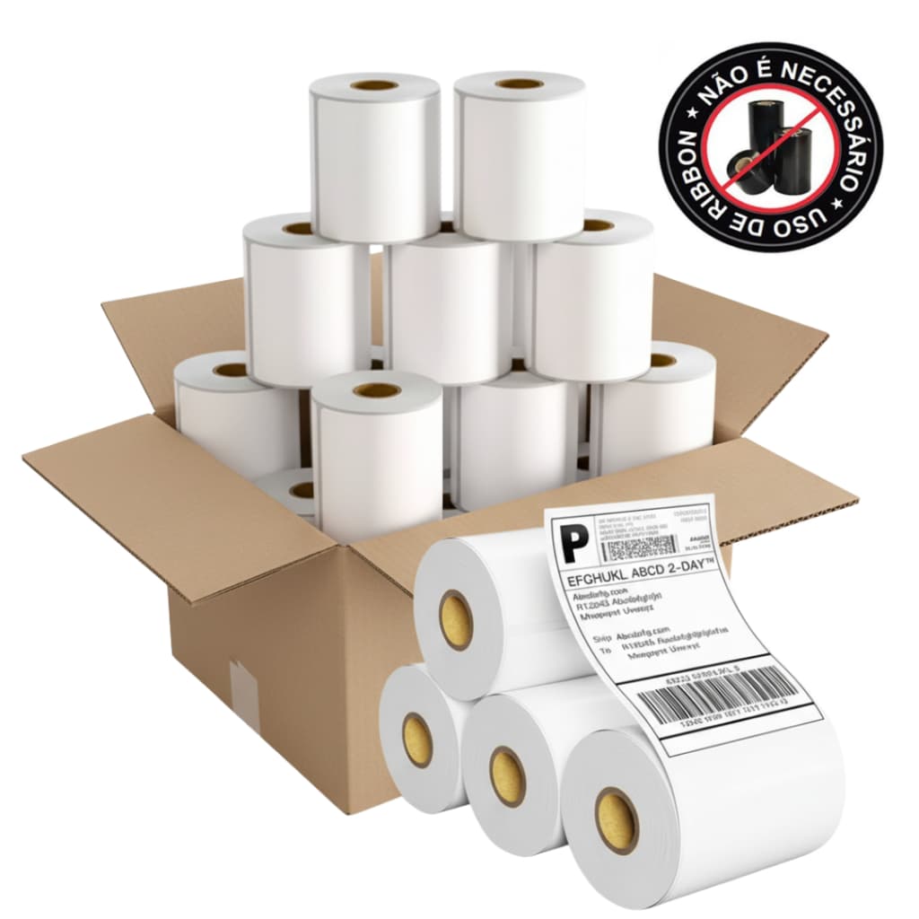 Cx. 24 Rolos 10x15 Cm | Térmica Adesiva Serrilha | Não Usa Ribbon | Para E-Commerce | 4.800 Etiquetas