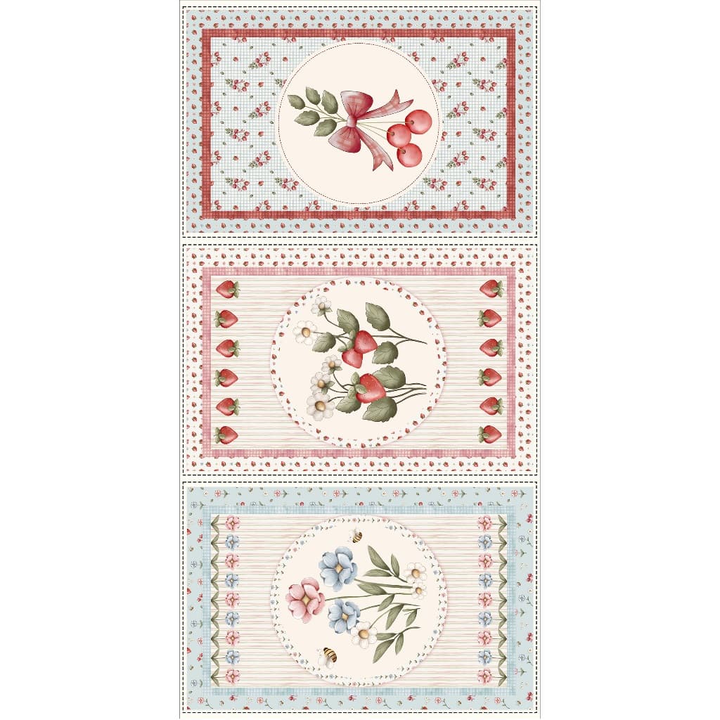 COLEÇÃO FRUTAS VERMELHAS   (Painel Panos de Copa e Composês) -  MEDIDAS : a partir de 0,50 x 1,50m