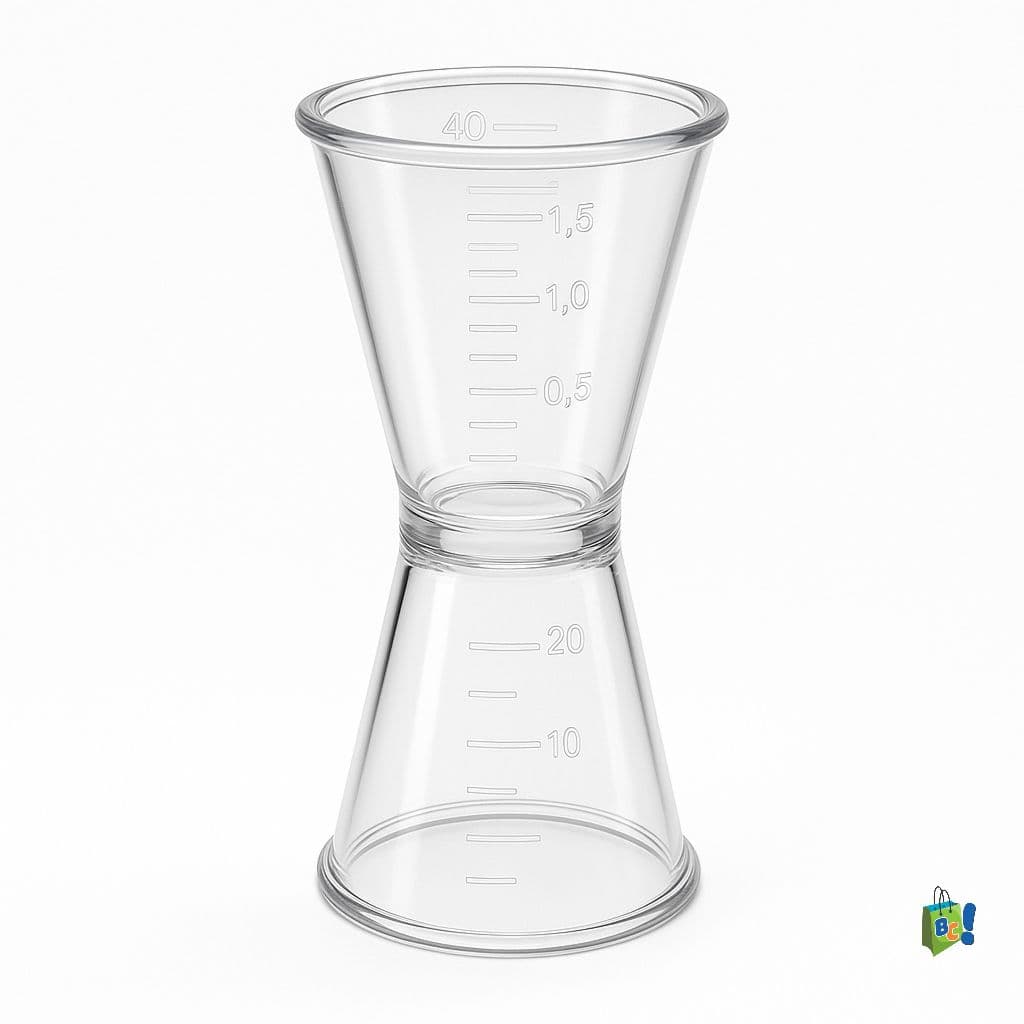 Copo Medidor Duplo 20ml/40ml Jigger Acrílico Transparente Resistente Dosador Drinks Coquetéis Bar Cozinha Cafeteria