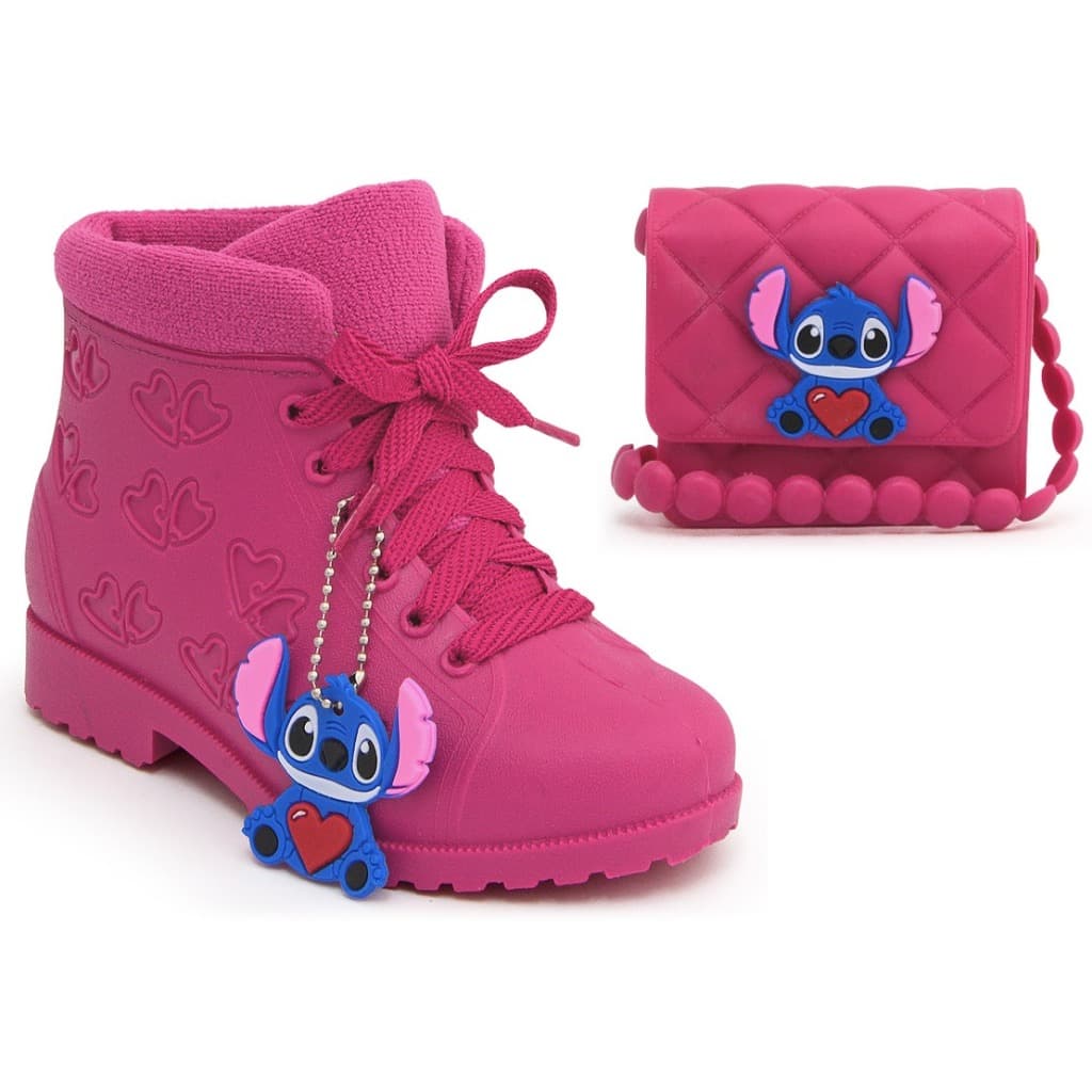 KIT BOTINHA + BOLSINHA INFANTIL STITCH LISAS LANÇAMENTO ENVIO IMEDIATO