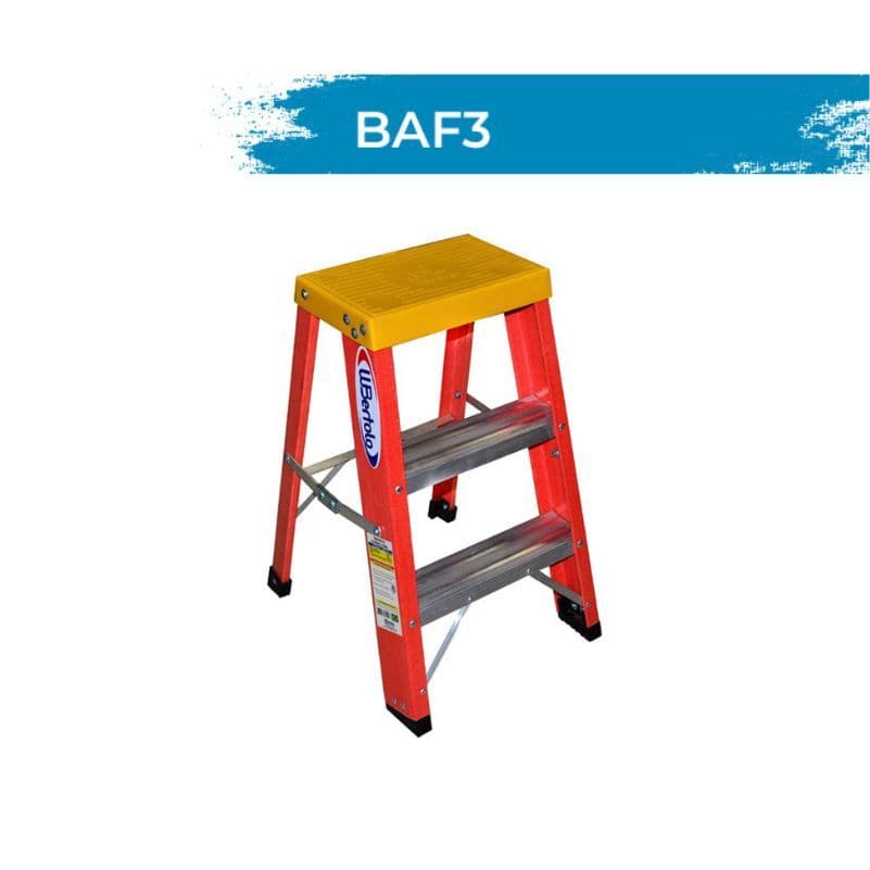 Escada Wbertolo Banqueta Profissional Fibra de Vidro 60cm - 3 Degraus