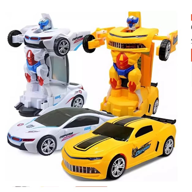 Brinquedo Carrinho Vira Robô Bate E Volta Com Luzes E Som