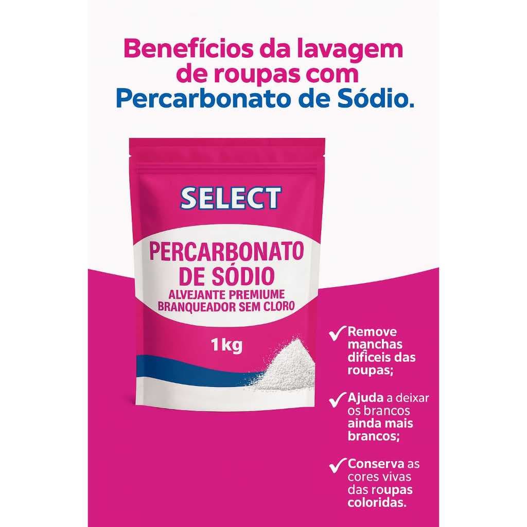 Percarbonato de Sódio Puro - Alvejante Tira Manchas Biodegradável Roupas Claras e Coloridas