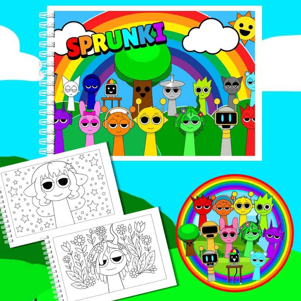 Livro de colorir SPRUNKI |  Capa dura | folhas grossas 180g | 35 folhas