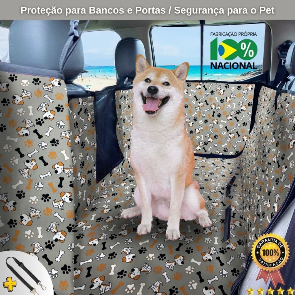 Capa Protetora Bancos em Couro Carro Transporte Pet | Impermeável | Cachorro Gato | Cinto Segurança