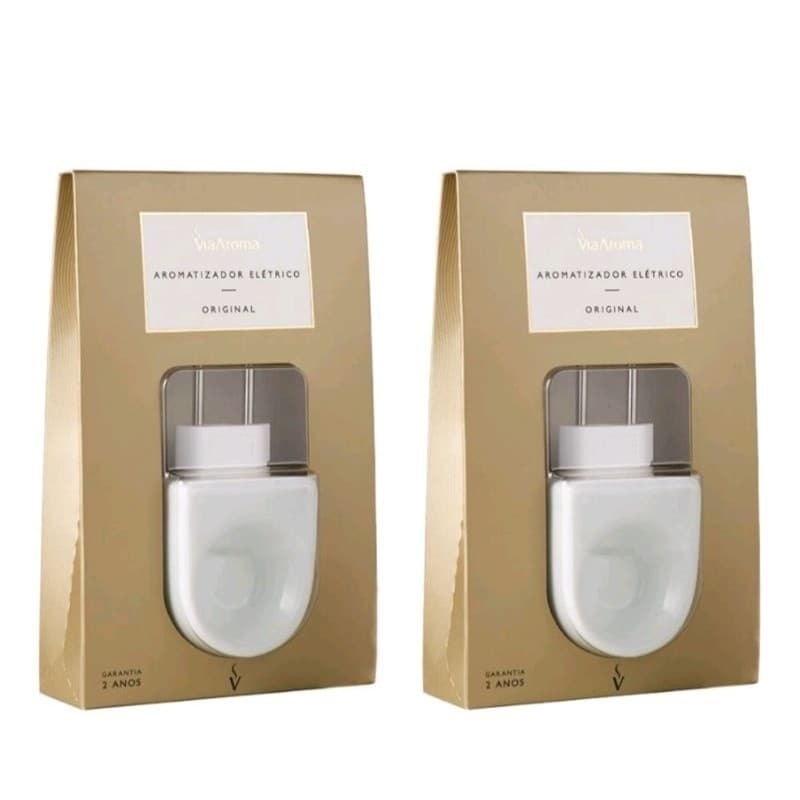 Kit 2 Difusor Aromatizador De Ambiente Elétrico (Porcelana) Original Bivolt - Essencia Via Aroma