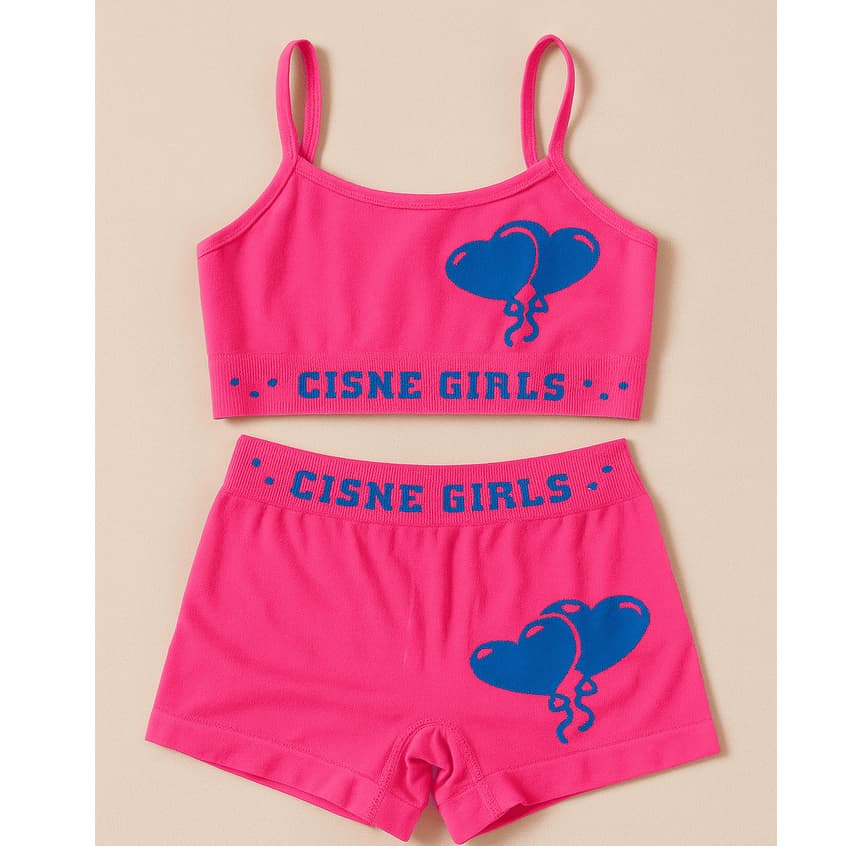 Conjuntinho Infantil Lingerie Top e Short Estampado Feminino Menina 4 a 10 Anos