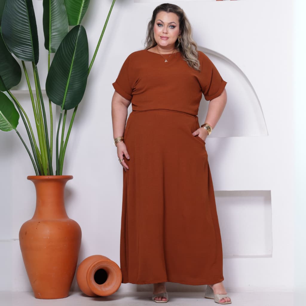 Conjunto Feminino Social Plus Size Saia Longa Blusa Moda Evangélica