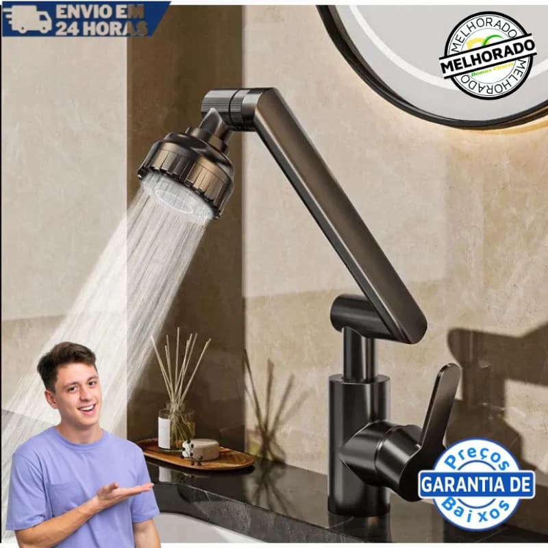 1080° Torneira De Braço Robótico Chuveiro À Prova De Respingos Banheiro Do Aerador Dois Modos