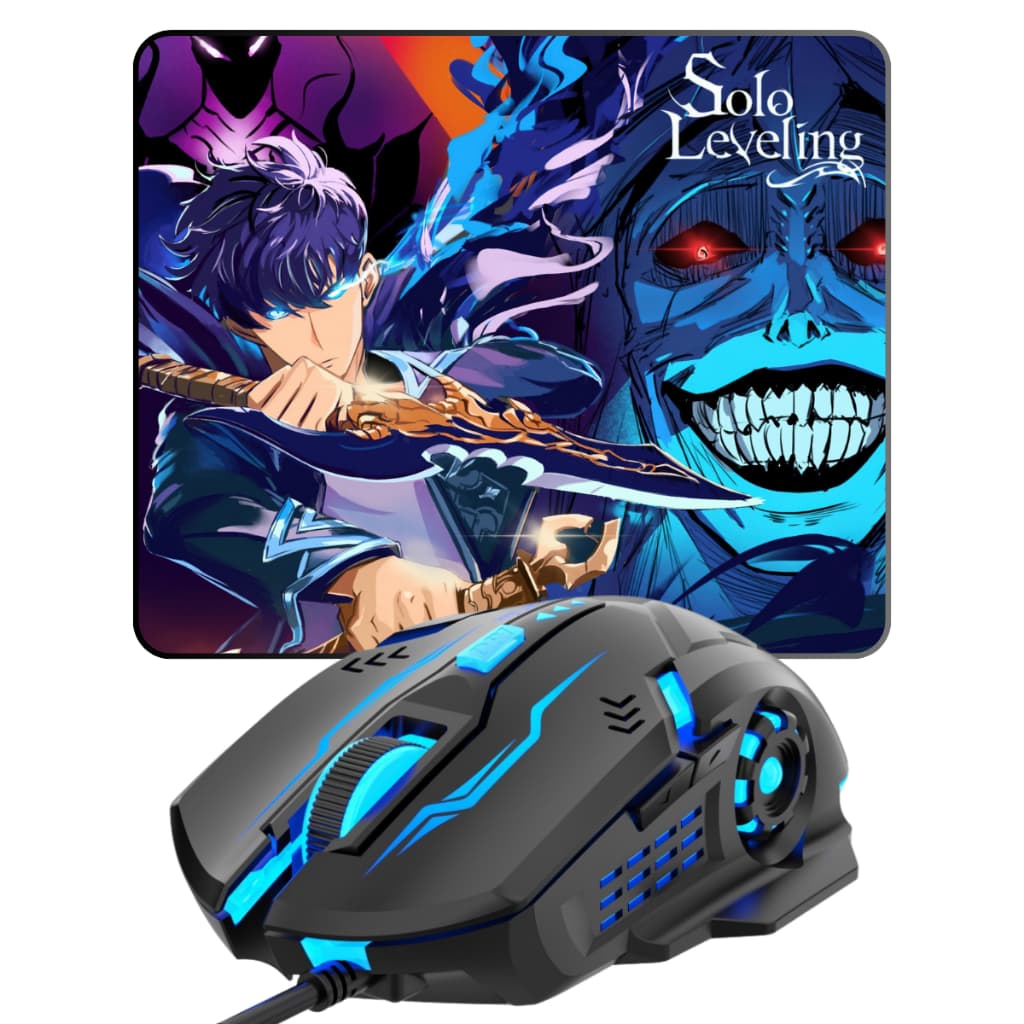 Mouse Gamer Para Jogo 3.200 DPI Óptico com LED RGB USB C/ Mousepad 180x220mm