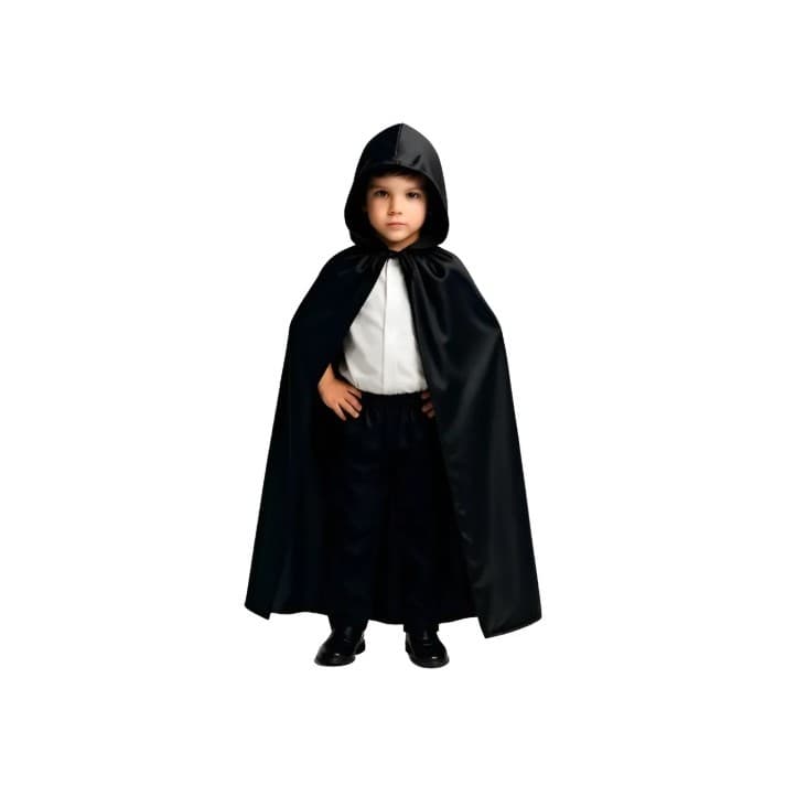 Capa Com Capuz Preta Infantil
