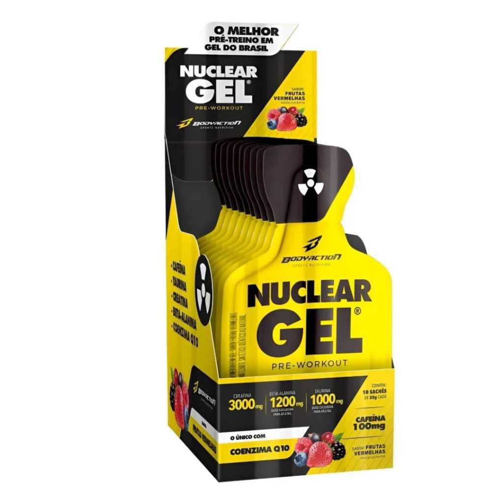 Pré-Treino Nuclear Gel Display com 10 Sachês de 25g cada – Bodyaction