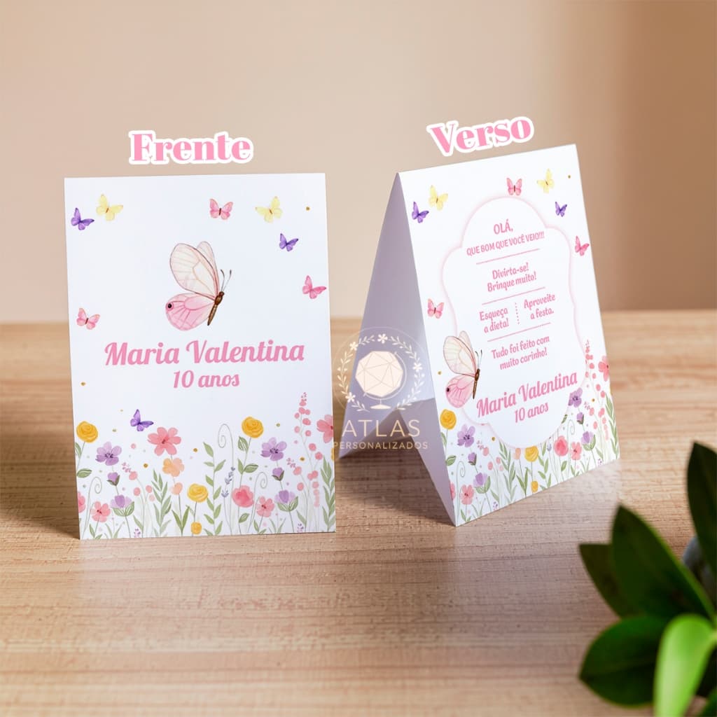 Kit Plaquinhas de agradecimento - Centro de mesa (Jardim Encantado - Jardim das Borboletas)