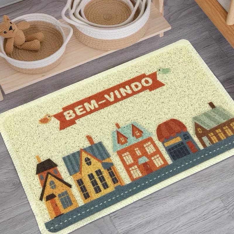 Tapete Capacho Bem Vindo - Para Entrada Antiderrapante com Diversas Estampas - 38x58CM