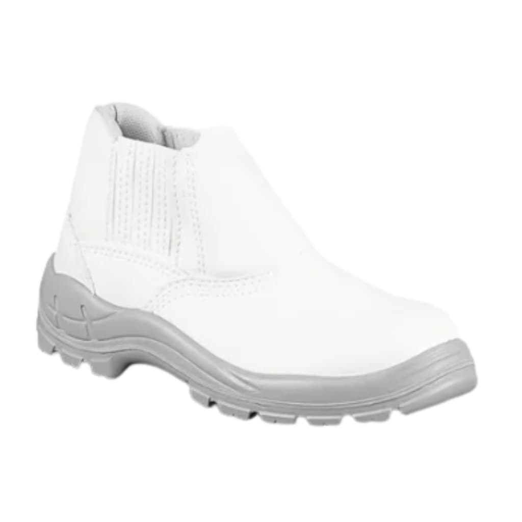 Botina Bota Branca Elástico Microfibra Bico de Plástico PU Bidensisade Segurança Confortável HESM