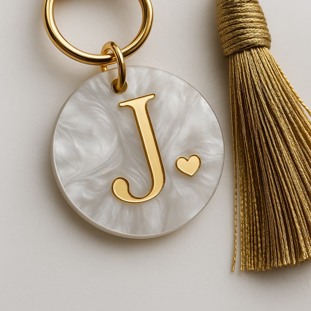 Chaveiro Inicial Acrílico 4cm com Letra Espelhada Dourado Prata Rosé