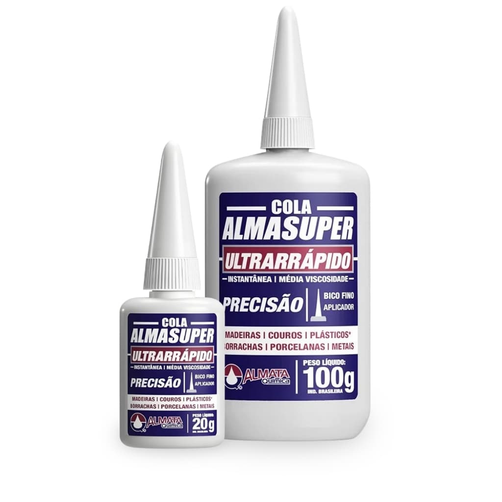 Cola Instantânea Almasuper Ultrarrápido 20g 100g Multiuso Madeira Metal Plástico Borracha Precisa