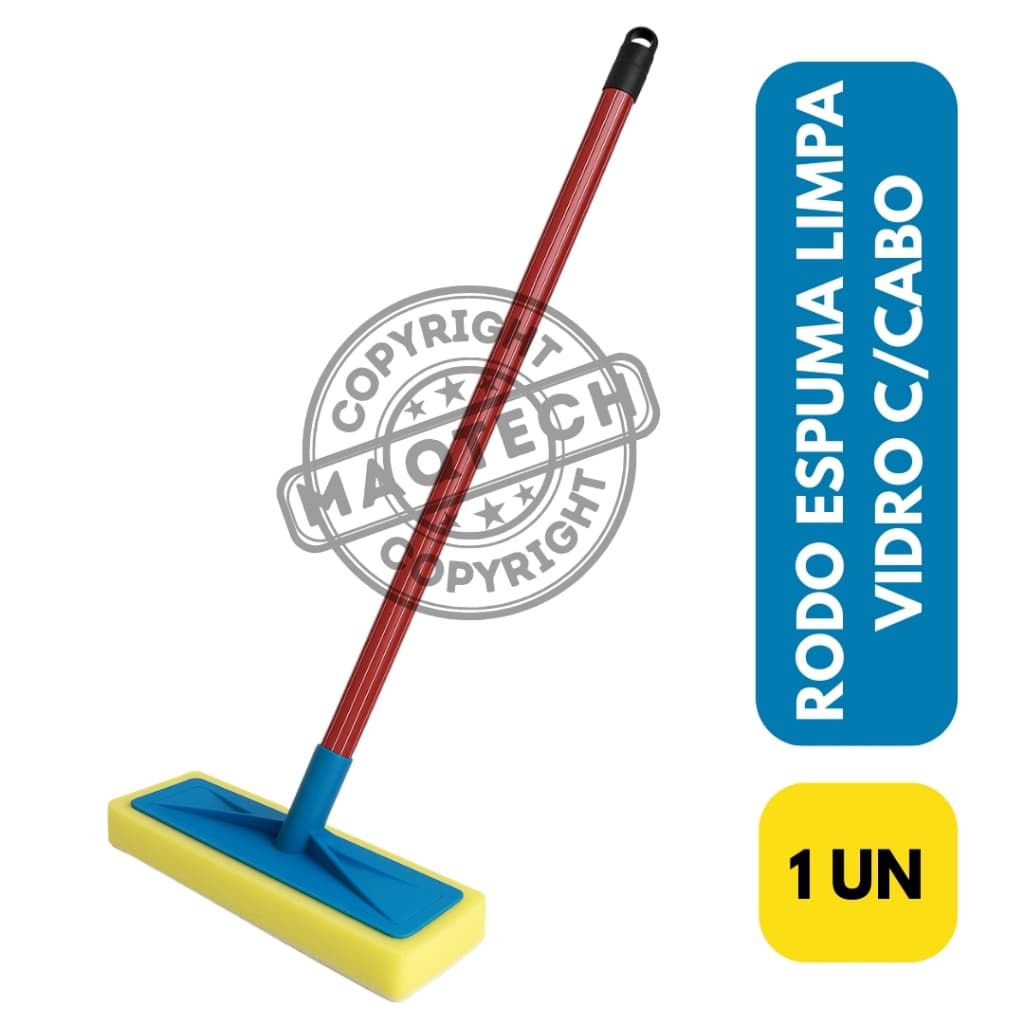 1 Rodo de Espuma Limpa Vidros Box Banheiro Janela Espelho Seca Rápido Sem Marcas Não Risca Com Cabo