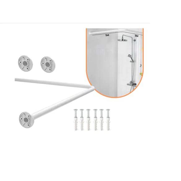 Suporte Box ALUMINIO  em L  Banheiro Parede 1,00m