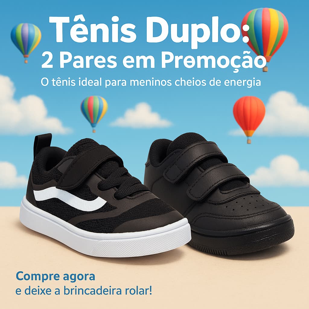 Kit 2 Tênis Infantil Menino Seguro Confortável e Durável – Escolha das Mães - Pronta Entrega