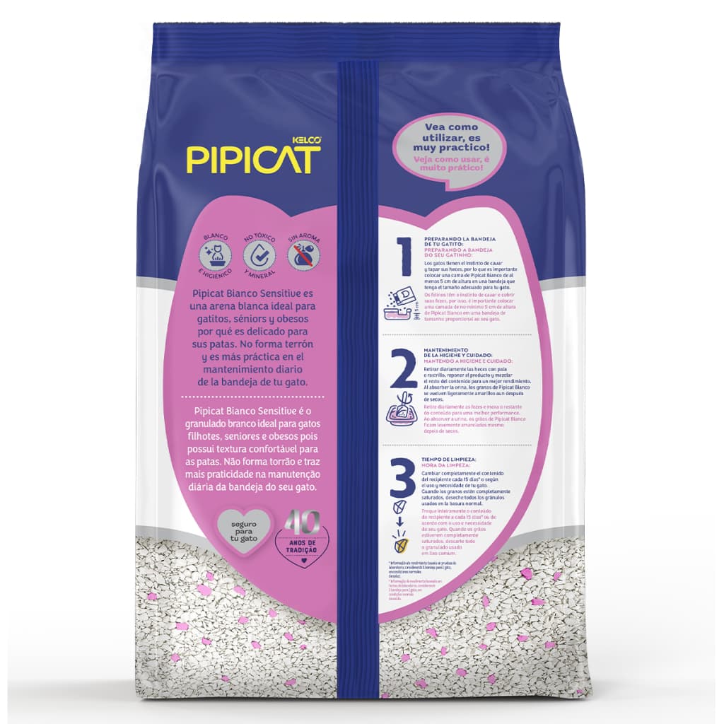 Areia Higiênica Pipicat Bianco Sensitive 1,8 kg