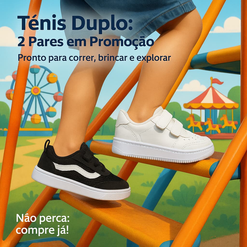 Kit 2 Tênis Infantil Unissex Confortável e Resistente – Envio Imediato - Pronta Entrega