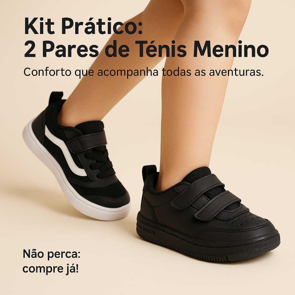 Kit 2 Tênis Unissex Infantil Confortável, Durável e Fácil de Calçar – Pronta Entrega - Envio Rápido