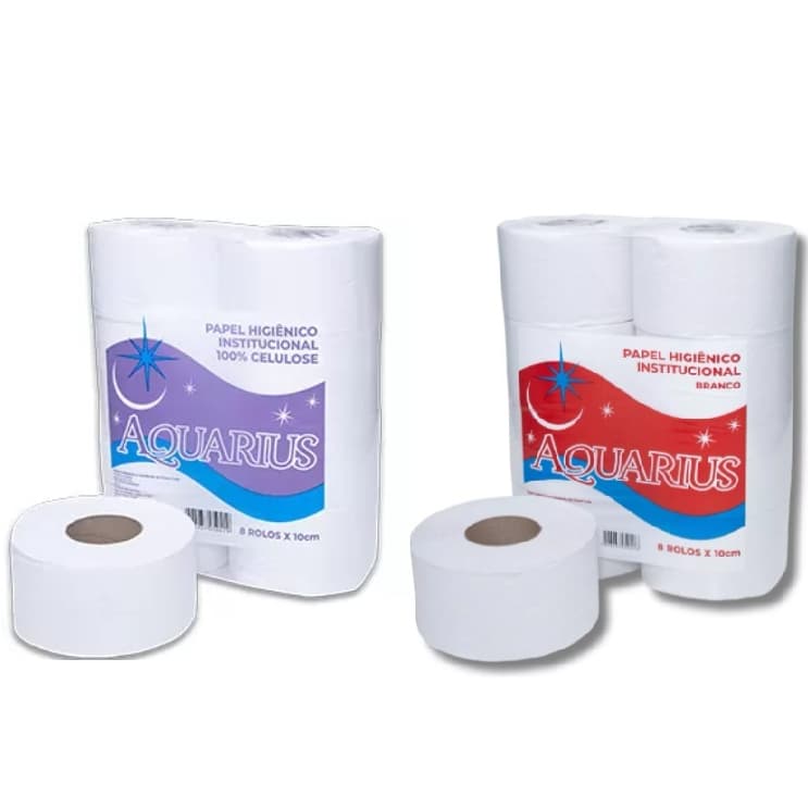 Papel Higiênico Institucional Aquarius 130 metros 1,5 a 2 Quilos Pacote 8 Rolos