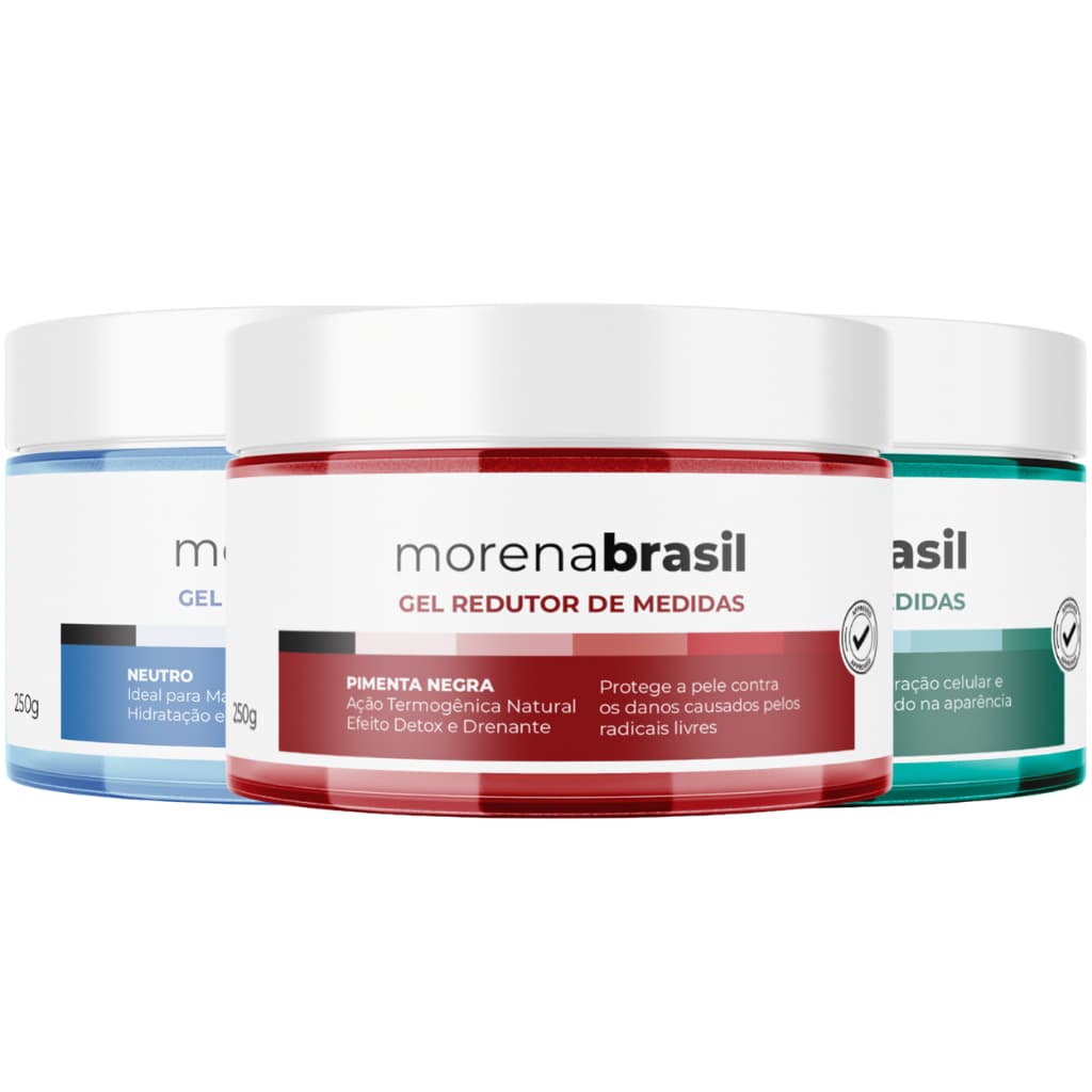 Kit 3X Gel Redudor De Medidas Morena Brasil - Pimenta Negra + Algas Marinhas + Neutro