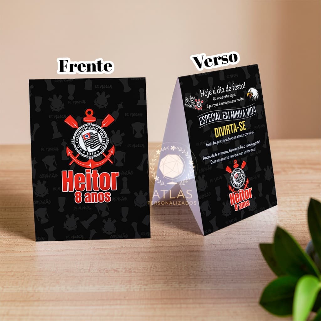 Kit Plaquinhas de agradecimento - Centro de mesa (Corinthians - futebol)