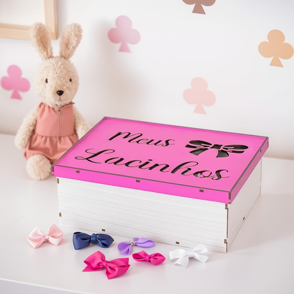 Caixa Organizadora Presente Com Tampa De Sapato Porta Lacinhos Decoração Quarto Casa