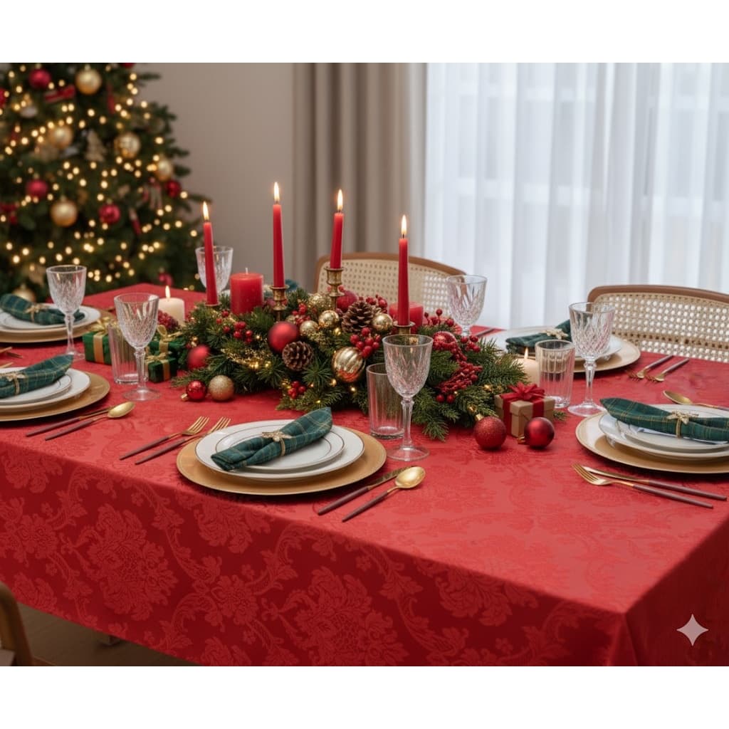 Toalha De Mesa Decoração 4 6 8 e 10 Lugares Bonita Estampada Jacquard - Envio Imediato