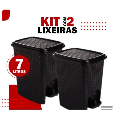 Lixeira Cesto 7L Com Pedal Preta Para Escritório Banheiro Ou Cozinha TOY